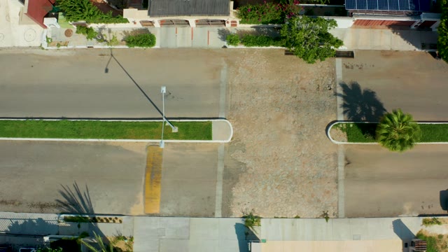 SAN JOSE DEL CABO BCS MEXICO-2021: Overhead View of Residential Street with Car Movement