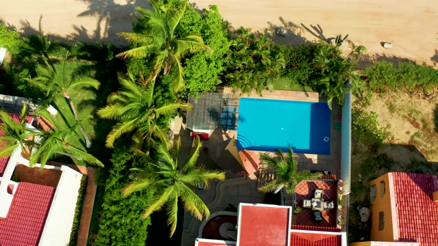 SAN JOSE DEL CABO BCS MEXICO-2021: Beachside Property with Blue Pool and Palm Trees