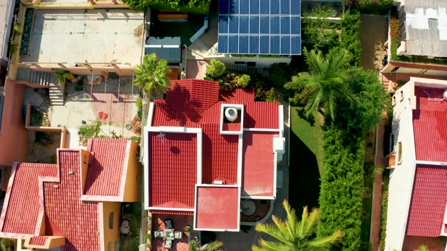 SAN JOSE DEL CABO BCS MEXICO-2021: Residential Neighborhood with Red-Tiled Roofs and Solar Panels