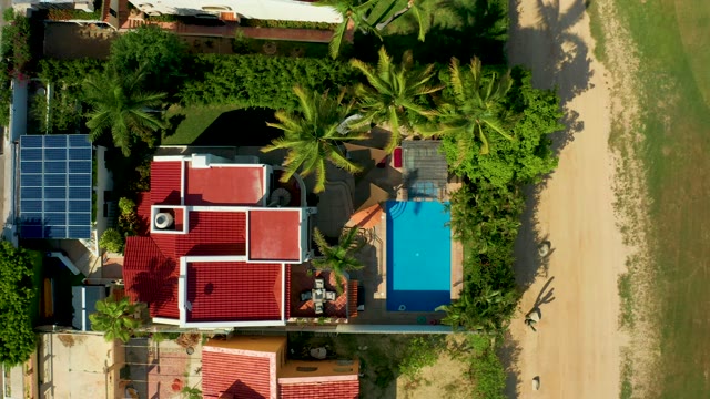 SAN JOSE DEL CABO BCS MEXICO-2021: Residential Property with Red Roofs and Blue Pool