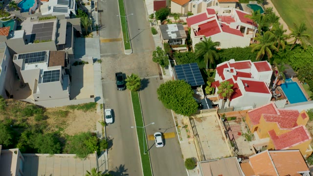 SAN JOSE DEL CABO BCS MEXICO-2021: Residential Neighborhood Street with Moving Vehicles