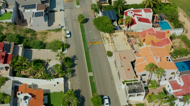 SAN JOSE DEL CABO BCS MEXICO-2021: Overhead View of Cars on Residential Street