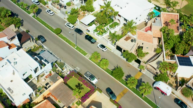 SAN JOSE DEL CABO BCS MEXICO-2021: Residential Neighborhood Street with Moving Vehicle