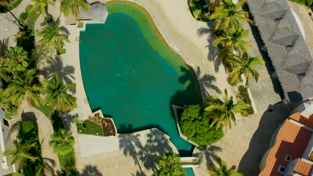 SAN JOSE DEL CABO BCS MEXICO-2021: Resort Pool with Shifting Palm Tree Shadows