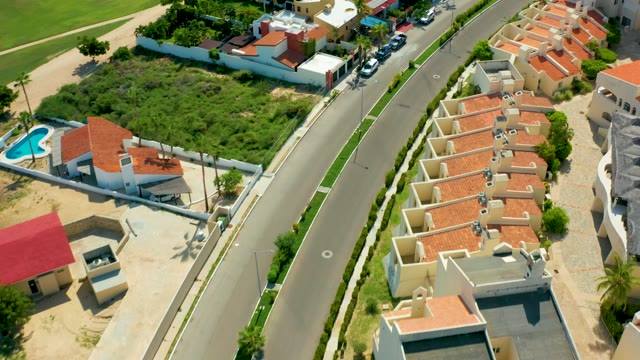 SAN JOSE DEL CABO BCS MEXICO-2021: Residential Street with Red-tiled Roofs From Above