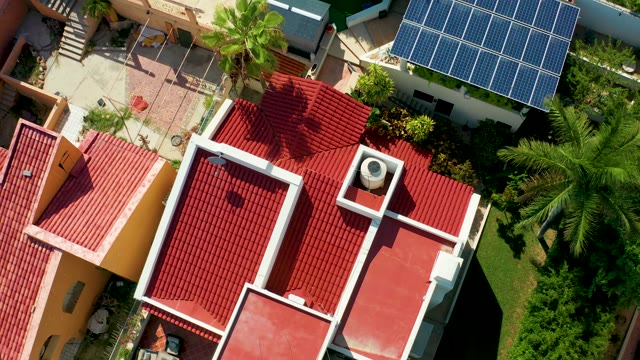 SAN JOSE DEL CABO BCS MEXICO-2021: Residential Neighborhood with Red Tile Roofs and Solar Panels