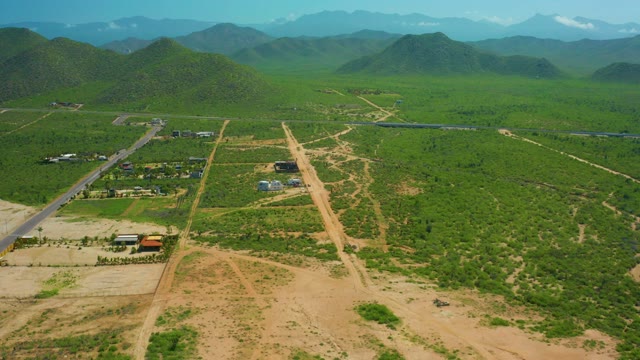 CERRITOS BEACH BCS MEXICO-2021: Rural Settlement with Dirt Roads and Green Hills