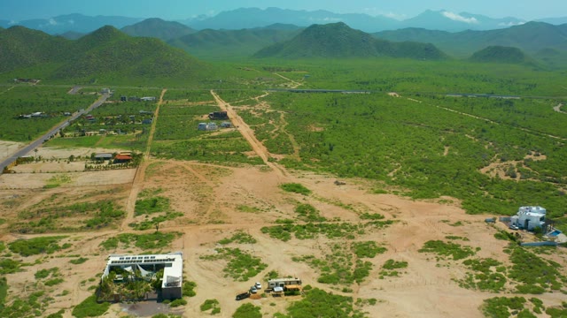 CERRITOS BEACH BCS MEXICO-2021: Rural Dirt Road and Moving Vehicles From Above