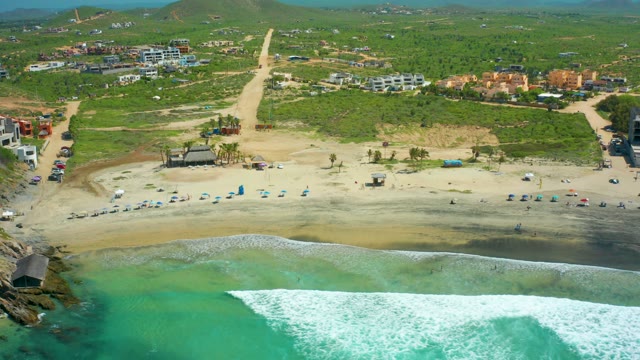 CERRITOS BEACH BCS MEXICO-2021: Ocean Wave Advancing on Sandy Beach