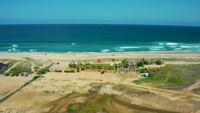 CERRITOS BEACH BCS MEXICO-2021: Cars Driving Away From Beach Parking Area