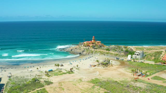CERRITOS BEACH BCS MEXICO-2021: Coastal Beach with Lighthouse and Moving Waves