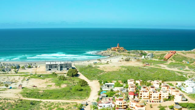 CERRITOS BEACH BCS MEXICO-2021: Shifting Clouds over Coastal Town and Ocean