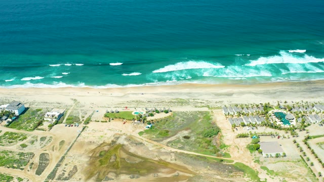 CERRITOS BEACH BCS MEXICO-2021: Waves Rolling Onto Sandy Beach From Above
