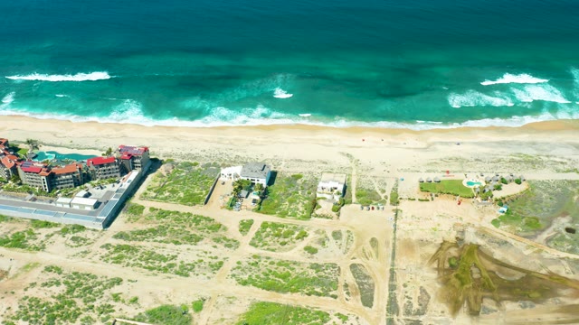 CERRITOS BEACH BCS MEXICO-2021: Waves Rolling Onto Sandy Beach From Above