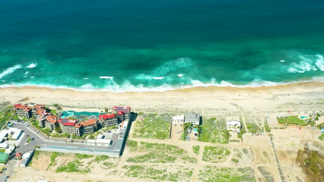 CERRITOS BEACH BCS MEXICO-2021: Waves Crashing on Beach Near Coastal Development