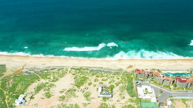 CERRITOS BEACH BCS MEXICO-2021: Waves Rolling Onto Sandy Beach From Above