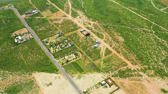CERRITOS BEACH BCS MEXICO-2021: Car Moving on Country Road Aerial