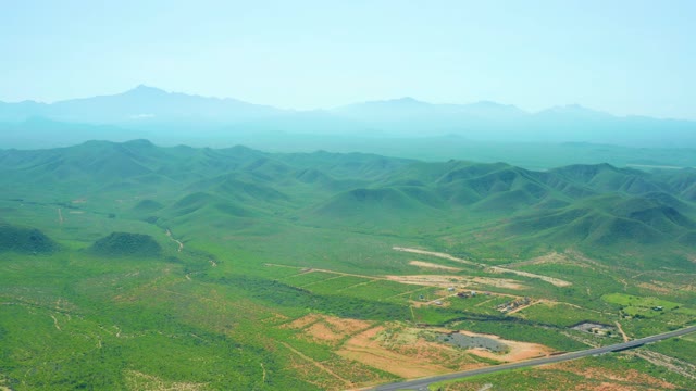 CERRITOS BEACH BCS MEXICO-2021: Rolling Green Hills and Winding Road From Above