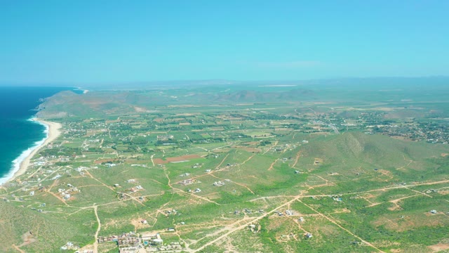 CERRITOS BEACH BCS MEXICO-2021: Coastal Farmland and Sandy Beach Aerial