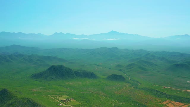 CERRITOS BEACH BCS MEXICO-2021: Rolling Green Hills and Distant Mountains From Above