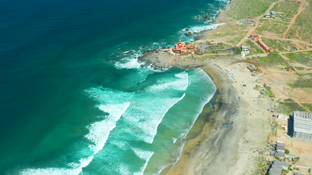 CERRITOS BEACH BCS MEXICO-2021: Waves Breaking on Sandy Shore From Above