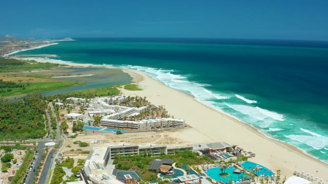 SAN JOSE DEL CABO BCS MEXICO-2021: Coastal Resort and Sandy Beach with Ocean Waves