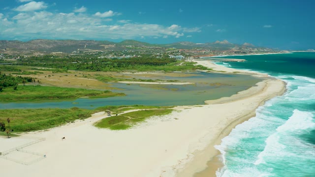 SAN JOSE DEL CABO BCS MEXICO-2021: Coastal Estuary Tidal Recession on Sandy Beach