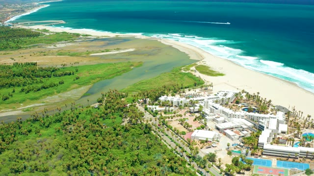 SAN JOSE DEL CABO BCS MEXICO-2021: Tidal Water Receding in Coastal Wetland and Beach