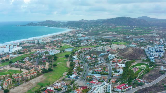 SAN JOSE DEL CABO BCS MEXICO-2021: Coastal Town with Beach and Mountain View