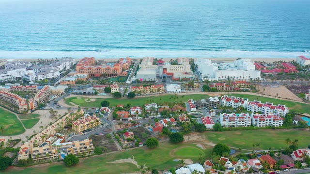 SAN JOSE DEL CABO BCS MEXICO-2021: Residential Buildings Near Ocean Coastline From Above