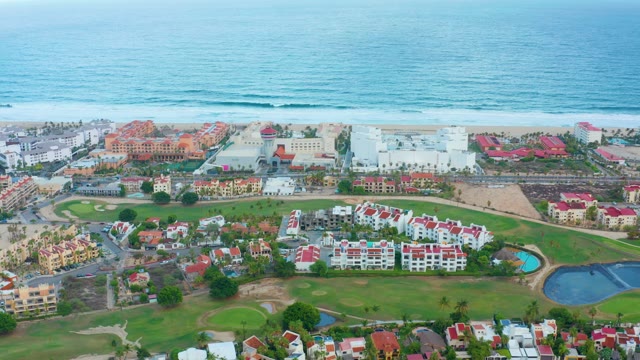 SAN JOSE DEL CABO BCS MEXICO-2021: Coastal Buildings and Sandy Beach by Ocean