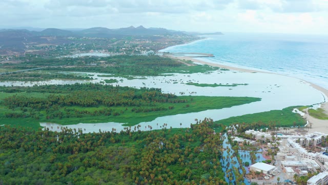 SAN JOSE DEL CABO BCS MEXICO-2021: Coastal Estuary with Sandy Beach and Wetlands
