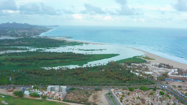 SAN JOSE DEL CABO BCS MEXICO-2021: Coastal Waterways and Sandy Shore From Above