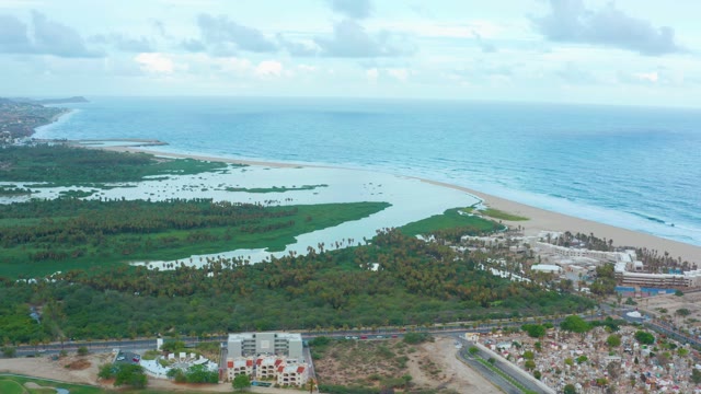 SAN JOSE DEL CABO BCS MEXICO-2021: Lagoon, Beach, and Coastal Buildings Overhead