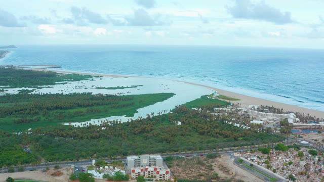 SAN JOSE DEL CABO BCS MEXICO-2021: Lagoon, Beach, and Coastal Buildings From Above