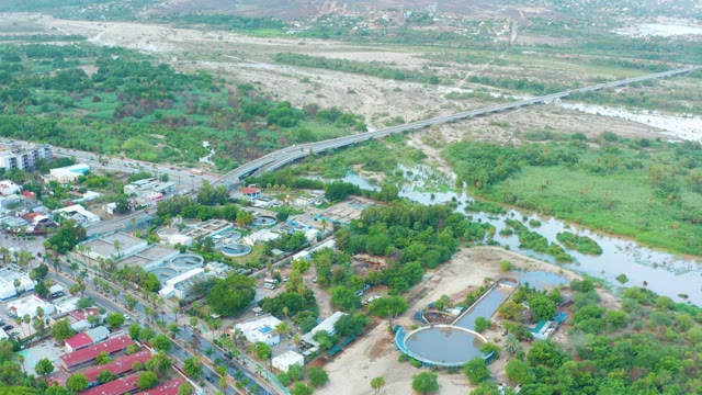 SAN JOSE DEL CABO BCS MEXICO-2021: Fluctuating River Water Levels in Urban Area