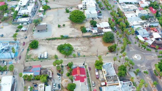 SAN JOSE DEL CABO BCS MEXICO-2021: Receding Floodwater in Residential Neighborhood