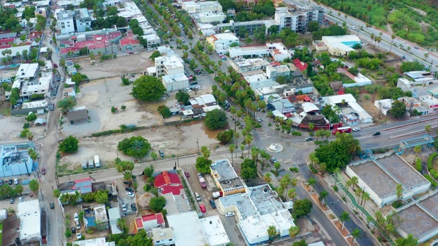 SAN JOSE DEL CABO BCS MEXICO-2021: Residential Neighborhood with Moving Traffic and Trees