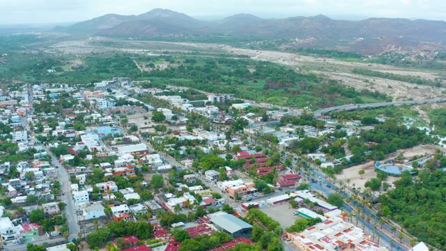 SAN JOSE DEL CABO BCS MEXICO-2021: Town with Dry Riverbed and Mountain Range