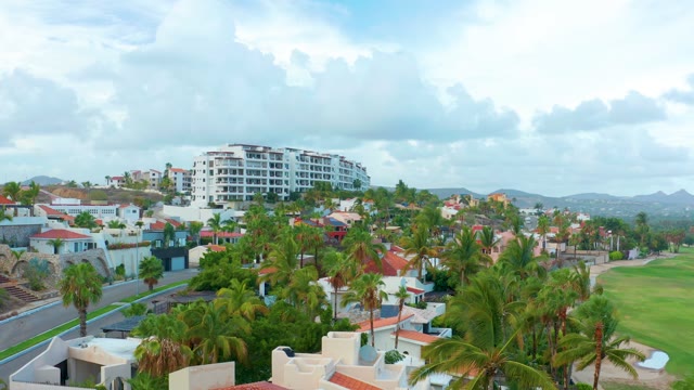 SAN JOSE DEL CABO BCS MEXICO-2021: Residential Neighborhood with Palm Trees Aerial View