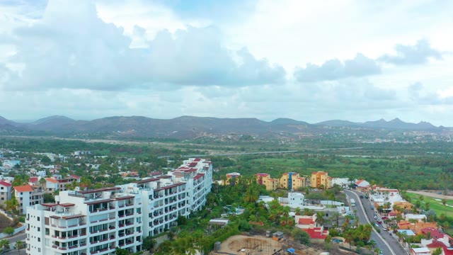 SAN JOSE DEL CABO BCS MEXICO-2021: Descending View of Urban Buildings and Streets