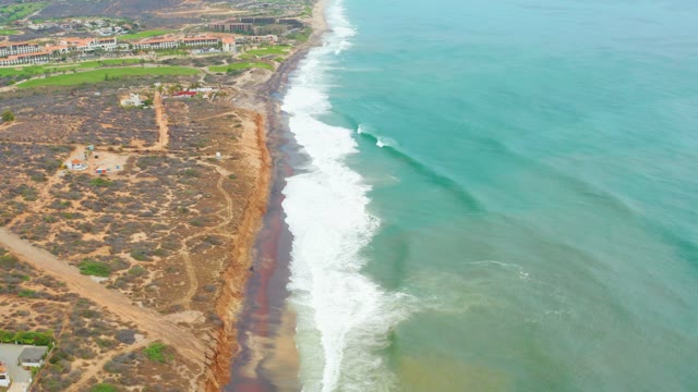 LA PLAYITA LOS CABOS MEXICO-2021: Coastal Dunes and Ocean Waves Along Shoreline