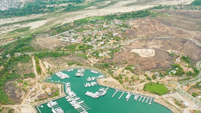 LA PLAYITA LOS CABOS MEXICO-2021: Marina Boats and Hill with Shifting Water Colors