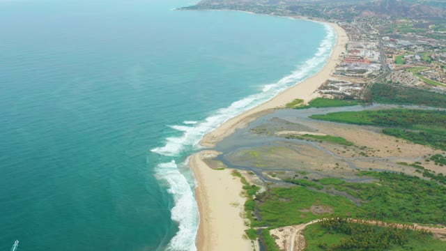LA PLAYITA LOS CABOS MEXICO-2021: Coastal Waves and Sandy Shore From Above