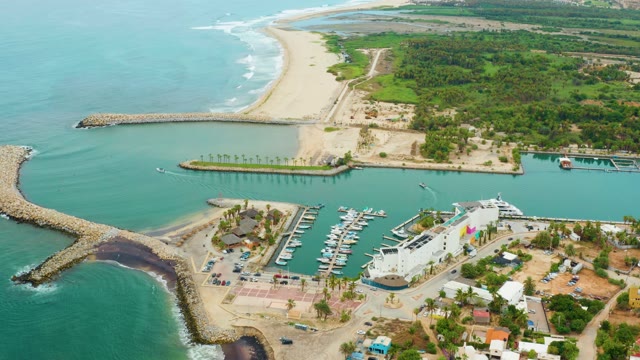 LA PLAYITA LOS CABOS MEXICO-2021: Coastal Marina with Breakwater and Sandy Shore