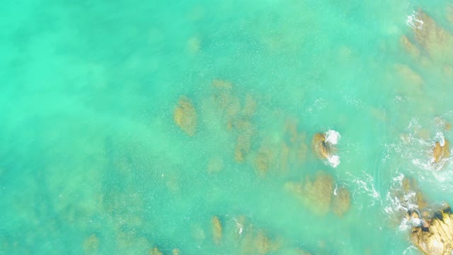 EL TULE BEACH LOS CABOS BCS MEXICO-2021: Overhead View of Swimmer in Clear Turquoise Water