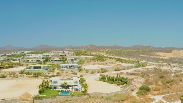 EL TULE BEACH LOS CABOS BCS MEXICO-2021: Aerial Approach to Desert Residence with Pool