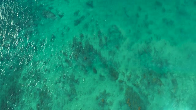SAN LUIS BEACH EAST CAPE LOS CABOS MEXICO-2021: Clear Turquoise Water Revealing Underwater Coral Patches
