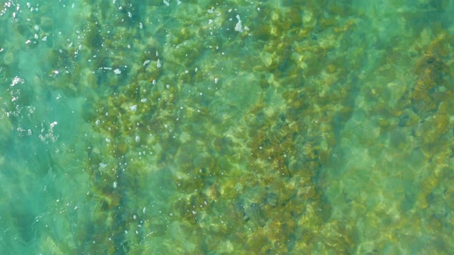 SAN LUIS BEACH EAST CAPE LOS CABOS MEXICO-2021: Clear Turquoise Water with Underwater Ripples and Seaweed