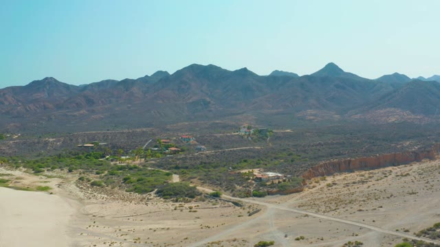 LOS FRALIES LOS CABOS BCS MEXICO-2021: Desert Valley and Mountain Range Aerial Pan